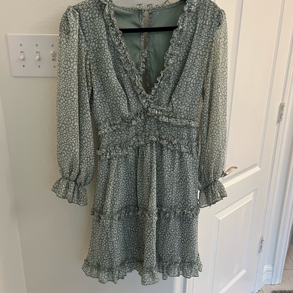 Elegant Green Ruffle Dress